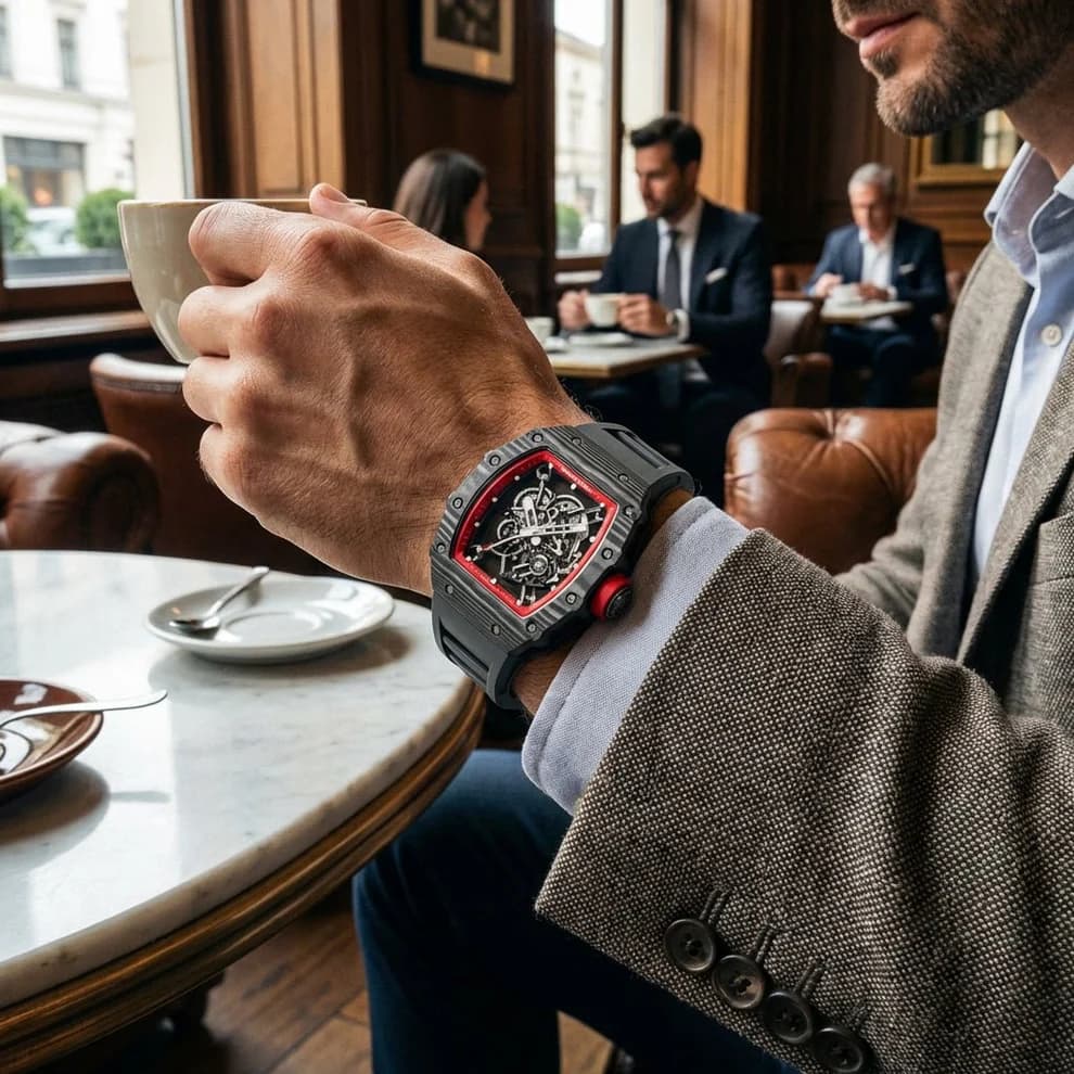 Muški Skeleton Sat Carbon Fiber - Luksuzni Sportski Dizajn