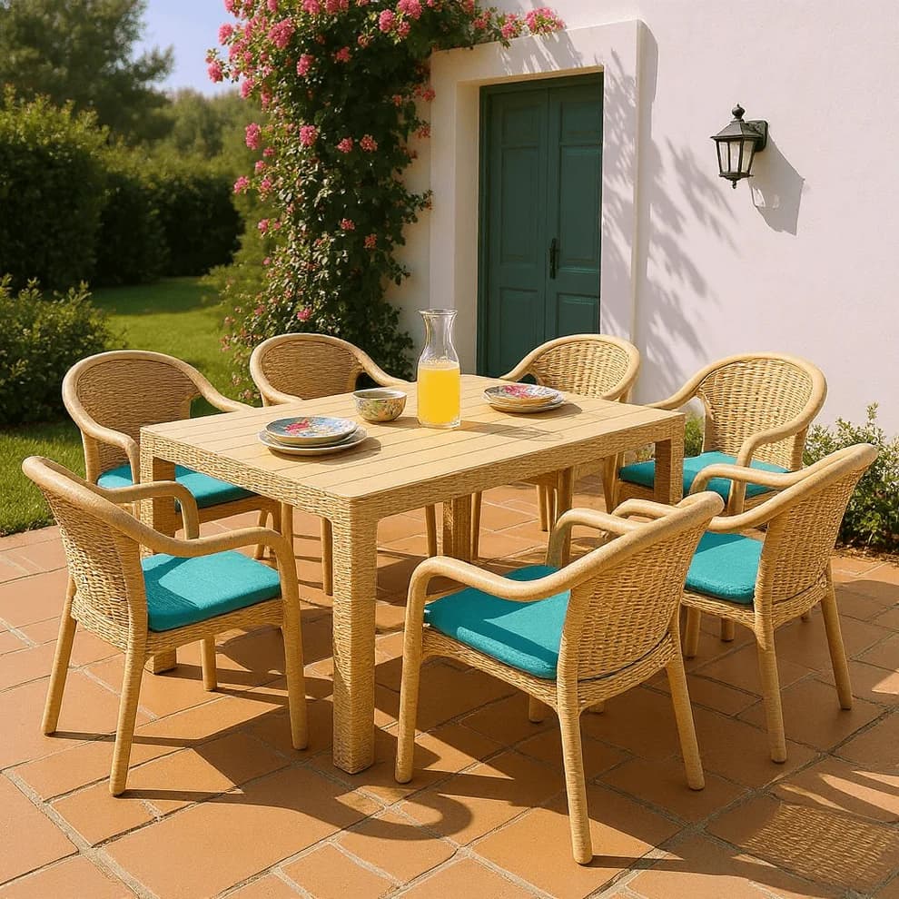 Moderna Vrtna Garnitura Ratan Stol + 6 Stolica