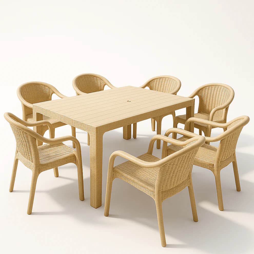 Moderna Vrtna Garnitura Ratan Stol + 6 Stolica 3