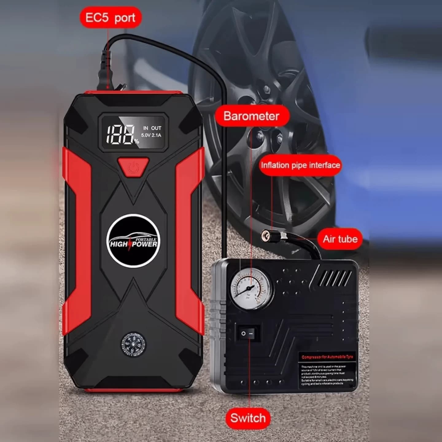 8u1 Auto Starter 16800mAh + KOMPRESOR 5