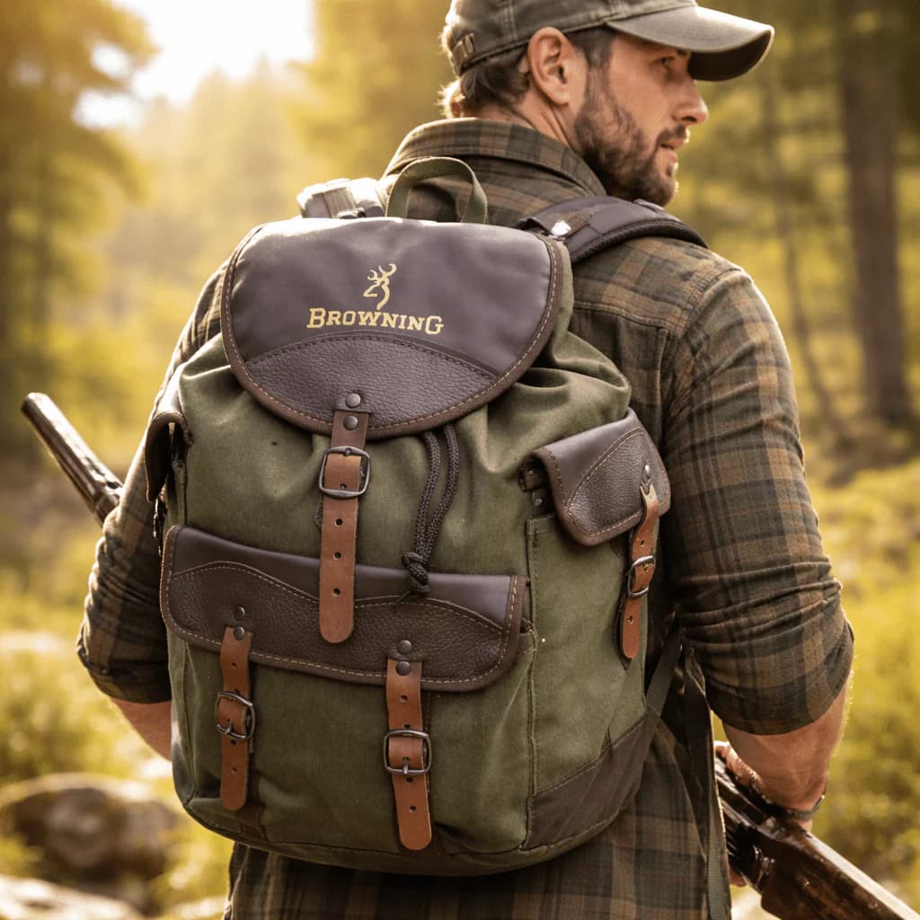 Lovački ruksak sa detaljima od prave kože