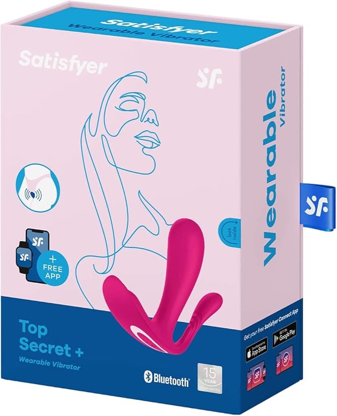 Satisfyer prenosivi Bluetooth vibrator, Top Secret+ Connect aplikacija, 11 cm, s aplikacijom, 2 motora, prenosivi vibrator, boja: roza